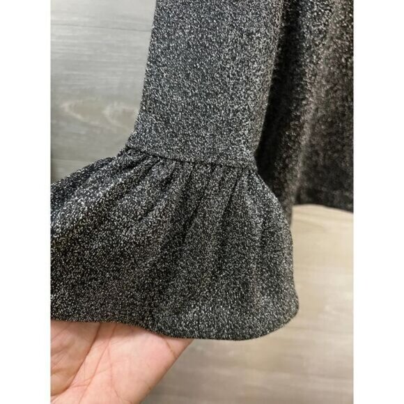 J CREW Silver Metallic Top Long Ruffle Bell‎ Sleeve XS - Picture 6 of 8